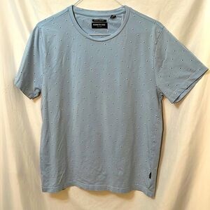 Kenneth Cole Mens Dot Print Crew Neck Short Sleeve TShirt Light Blue Size Large